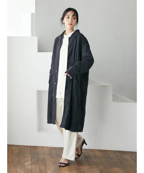 CRAFT STANDARD BOUTIQUE（クラフトスタンダードブティック）の「ショップコート　＊◆（ステンカラーコート・レディース・ブラック/グレー/ダークインディゴブルー・M/L）」の12枚目の写真