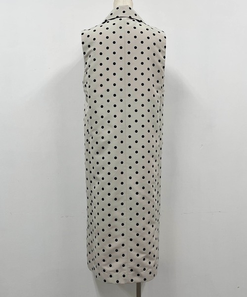 PICCIN(ピッチン)の「【セットアップ着用可能】フロッキードットロングジレ(ベスト・レディース・ブラック/ネイビー/グレイッシュベージュ・M)」の6枚目の写真