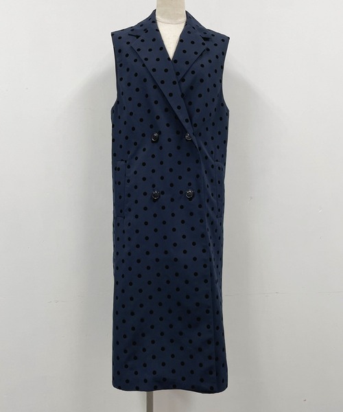 PICCIN(ピッチン)の「【セットアップ着用可能】フロッキードットロングジレ(ベスト・レディース・ブラック/ネイビー/グレイッシュベージュ・M)」の22枚目の写真