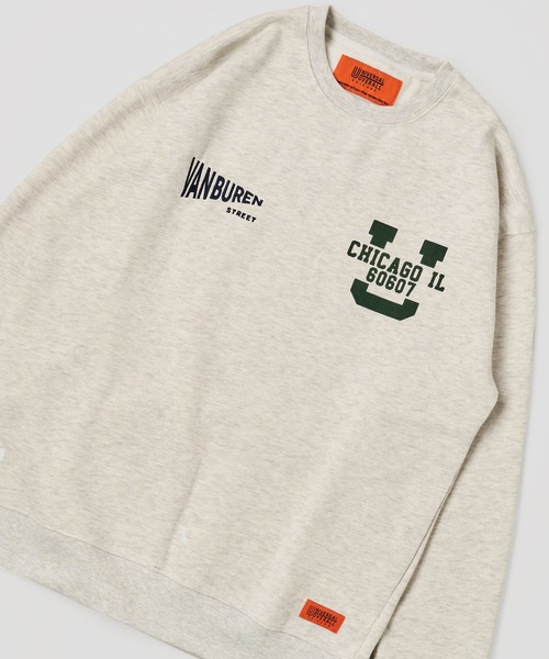 UNIVERSAL OVERALL（ユニバーサルオーバーオール）の「【UNIVERSAL OVERALL】T/C SWEAT VANBUREN STREET / 裏起毛スウェット ロゴ刺繍プルオーバー（スウェット・メンズ・ブラック/グレー/グリーン/オートミール/ワイン・MEDIUM/LARGE/X-LARGE）」の4枚目の写真