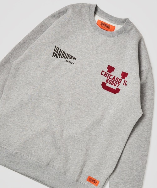 UNIVERSAL OVERALL（ユニバーサルオーバーオール）の「【UNIVERSAL OVERALL】T/C SWEAT VANBUREN STREET / 裏起毛スウェット ロゴ刺繍プルオーバー（スウェット・メンズ・ブラック/グレー/グリーン/オートミール/ワイン・MEDIUM/LARGE/X-LARGE）」の3枚目の写真