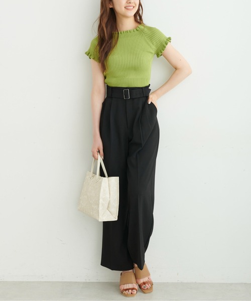 FREE'S MART（フリーズマート）の「◆ワイドベルトダブルタックバギーパンツ（その他パンツ・レディース・ブラック/ホワイト/ベージュ系その他・SMALL/MEDIUM/X-SMALL）」の7枚目の写真