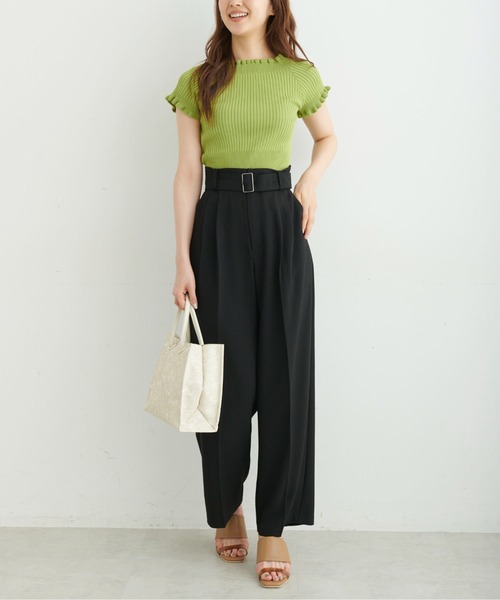 FREE'S MART（フリーズマート）の「◆ワイドベルトダブルタックバギーパンツ（その他パンツ・レディース・ブラック/ホワイト/ベージュ系その他・SMALL/MEDIUM/X-SMALL）」の8枚目の写真