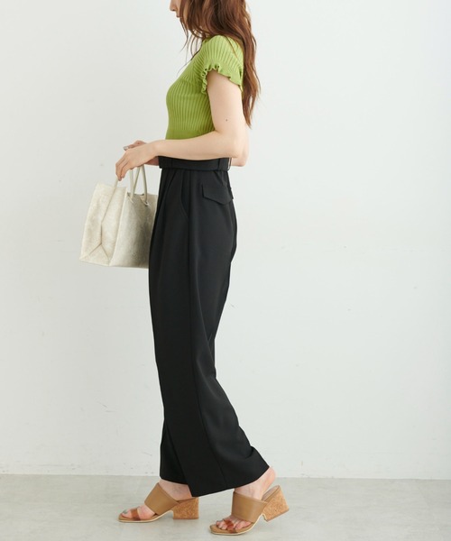 FREE'S MART（フリーズマート）の「◆ワイドベルトダブルタックバギーパンツ（その他パンツ・レディース・ブラック/ホワイト/ベージュ系その他・SMALL/MEDIUM/X-SMALL）」の9枚目の写真