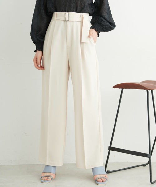 FREE'S MART（フリーズマート）の「◆ワイドベルトダブルタックバギーパンツ（その他パンツ・レディース・ブラック/ホワイト/ベージュ系その他・SMALL/MEDIUM/X-SMALL）」の4枚目の写真