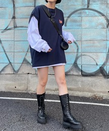 WEGO/【2点セット】アンサンブルスウェットベストロンT