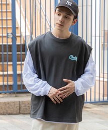 WEGO/【2点セット】アンサンブルスウェットベストロンT