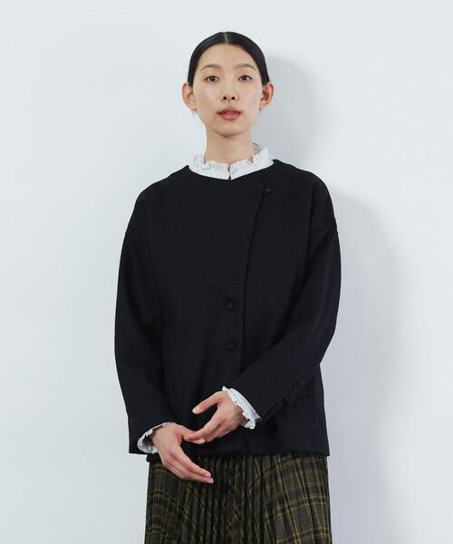 ロワズィール】ウール天竺圧縮ジャケット 22AW ノーカラー ロワズィール】ウール天竺圧縮ジャケット 22AW ノーカラー