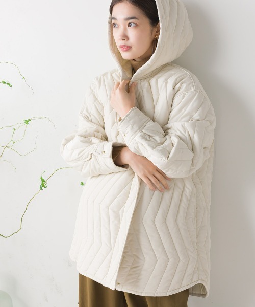 FURRY（ファーリー）の「ウォシャブル中綿フードコート（トレンチコート・レディース・アイボリー/ブラック/オリーブ・FREE）」の5枚目の写真