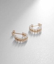 K10パールダブルロウ フープピアス