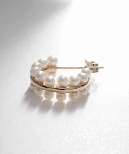 COCOSHNIK(ココシュニック)の「K10パールダブルロウ フープピアス(ピアス(両耳用)・レディース・シルバー系・00)」の11枚目の写真