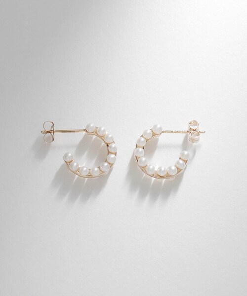 COCOSHNIK(ココシュニック)の「K10パールダブルロウ フープピアス(ピアス(両耳用)・レディース・シルバー系・00)」の3枚目の写真
