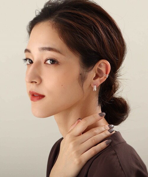 COCOSHNIK（ココシュニック）の「K10パールダブルロウ フープピアス