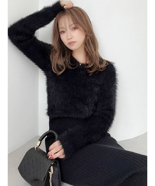 RESEXXY(リゼクシー)の「シャギーミディニットワンピース(ワンピース・レディース・ホワイト/ブラック/ベージュ/ピンク・FREE)」の13枚目の写真