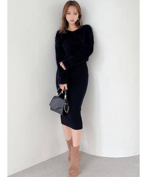 RESEXXY(リゼクシー)の「シャギーミディニットワンピース(ワンピース・レディース・ホワイト/ブラック/ベージュ/ピンク・FREE)」の16枚目の写真