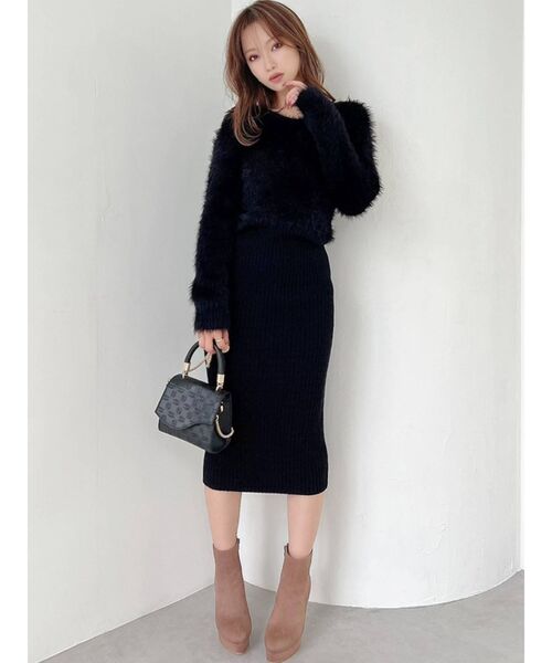 RESEXXY(リゼクシー)の「シャギーミディニットワンピース(ワンピース・レディース・ホワイト/ブラック/ベージュ/ピンク・FREE)」の18枚目の写真