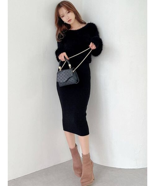 RESEXXY(リゼクシー)の「シャギーミディニットワンピース(ワンピース・レディース・ホワイト/ブラック/ベージュ/ピンク・FREE)」の19枚目の写真