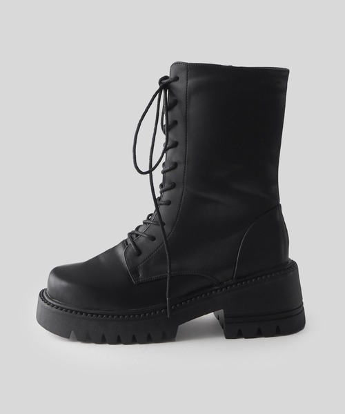 alala(アララ)の「スクエアコンバットミドルブーツ ◆(ブーツ・レディース・アイボリー/カーキ/ブラック・S/M/L/LL)」の12枚目の写真