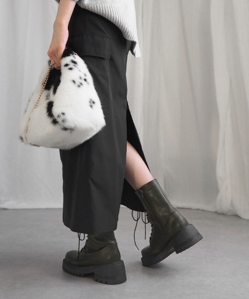 alala(アララ)の「スクエアコンバットミドルブーツ ◆(ブーツ・レディース・アイボリー/カーキ/ブラック・S/M/L/LL)」の19枚目の写真