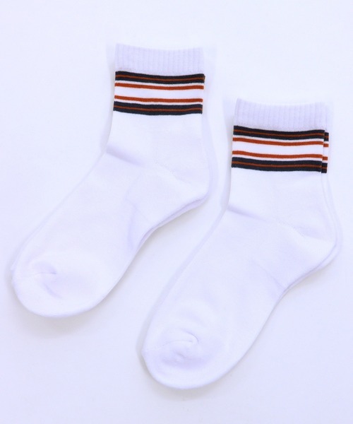 GIORDANO（ジョルダーノ）の「[ GIORDANO ]２パックラインソックス（２足セット）（ソックス/靴下・レディース・その他1/ブルー/グリーン/オレンジ/レッド/ホワイト/ベージュ・FREE）」の2枚目の写真