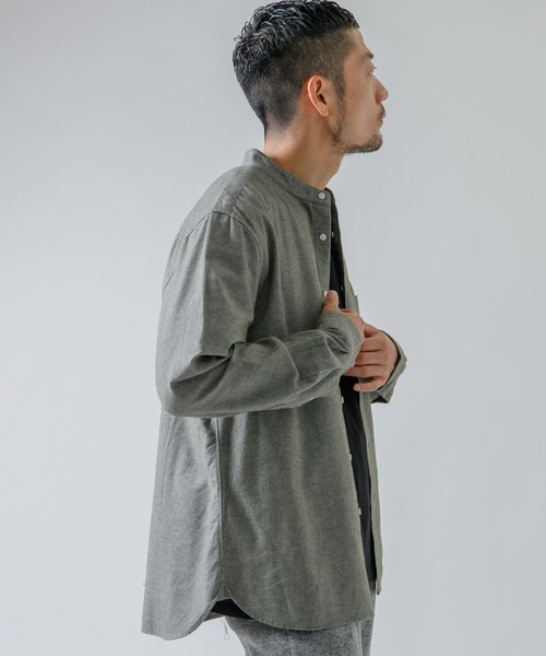 URBAN RESEARCH ROSSO MEN（アーバンリサーチロッソメン）の「『XLサイズあり』『抗菌/防臭ハイパフォーマンスフランネルバンドカラーシャツ（シャツ/ブラウス・メンズ・ブラック/ネイビー/グレー/カーキ/アイボリー/ブラウン系その他/ブルー系その他/レッド系その他・SMALL/MEDIUM/LARGE/X-LARGE）」の10枚目の写真