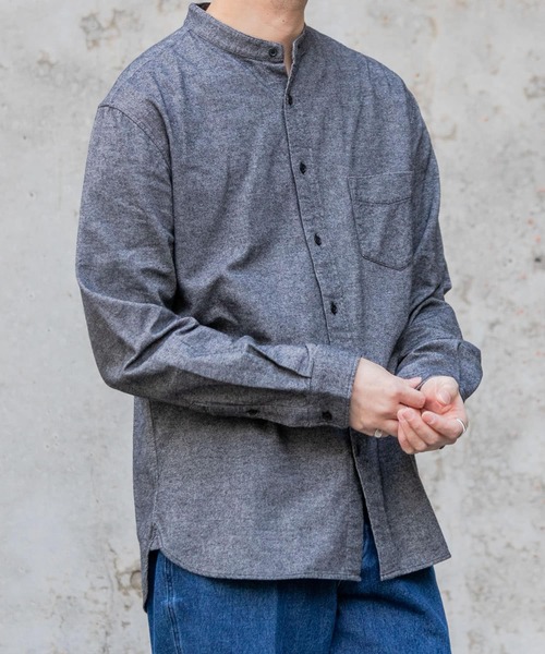 URBAN RESEARCH ROSSO MEN（アーバンリサーチロッソメン）の「『XLサイズあり』『抗菌/防臭ハイパフォーマンスフランネルバンドカラーシャツ（シャツ/ブラウス・メンズ・ブラック/ネイビー/グレー/カーキ/アイボリー/ブラウン系その他/ブルー系その他/レッド系その他・SMALL/MEDIUM/LARGE/X-LARGE）」の22枚目の写真