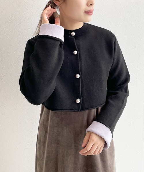 w closet（ダブルクローゼット）の「ショートクルーネックカーディガン（カーディガン/ボレロ・レディース・レッド/ブラック/ブルー/グリーン/レッド系その他/オフホワイト・FREE）」の19枚目の写真