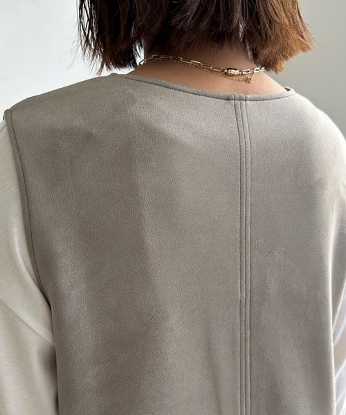 DouDou（ドゥドゥ）の「【WEB限定】フェイクスエードスキッパーワンピース（ワンピース・レディース・グレー/グレイッシュベージュ・FREE）」の22枚目の写真