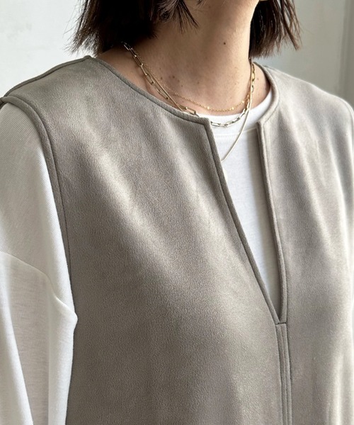DouDou（ドゥドゥ）の「【WEB限定】フェイクスエードスキッパーワンピース（ワンピース・レディース・グレー/グレイッシュベージュ・FREE）」の21枚目の写真