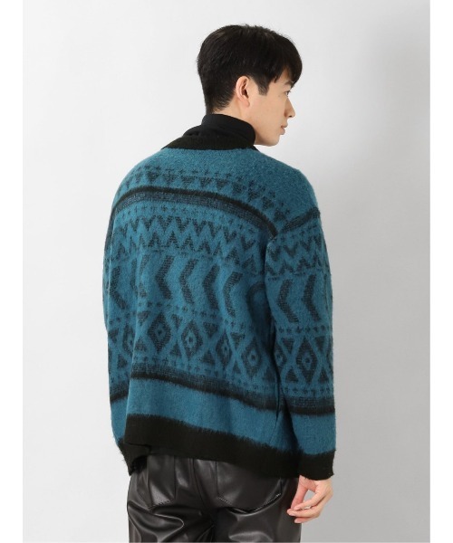 semantic design(セマンティックデザイン)の「【オーバーサイズ ウォッシャブル】セマンティックデザイン モヘアライク ノルディック柄 BIGニットカーディガン(カーディガン/ボレロ・メンズ・ホワイト×ブラック/ブルー系その他・LARGE/MEDIUM/X-LARGE)」の17枚目の写真