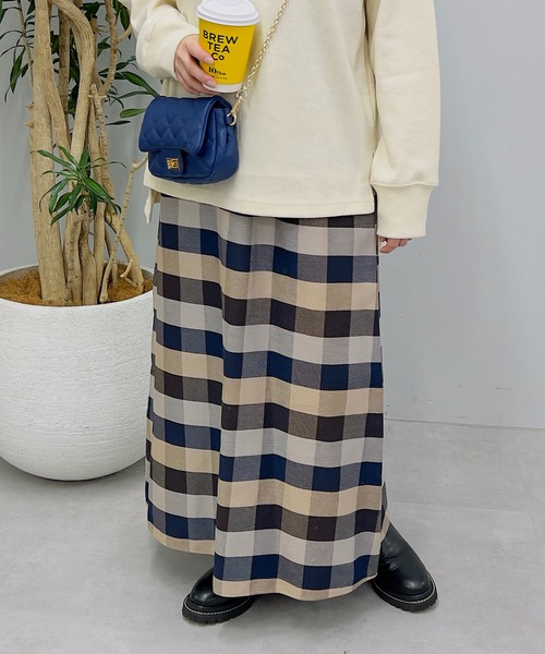 un dix cors（アンディコール）の「主役級スカート　ヘビーツイルチェックスカート（スカート・レディース・ブルー/ベージュ/ネイビー・FREE）」の4枚目の写真