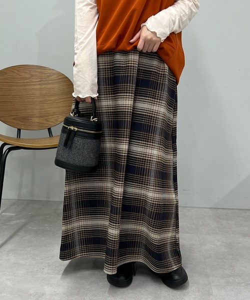 un dix cors（アンディコール）の「主役級スカート　ヘビーツイルチェックスカート（スカート・レディース・ブルー/ベージュ/ネイビー・FREE）」の6枚目の写真