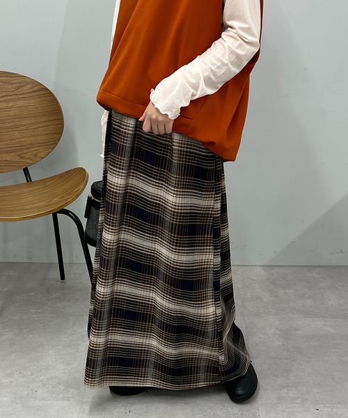 un dix cors（アンディコール）の「主役級スカート　ヘビーツイルチェックスカート（スカート・レディース・ブルー/ベージュ/ネイビー・FREE）」の17枚目の写真