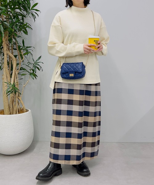 un dix cors（アンディコール）の「主役級スカート　ヘビーツイルチェックスカート（スカート・レディース・ブルー/ベージュ/ネイビー・FREE）」の5枚目の写真