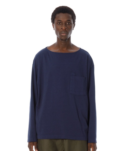 Sandinista(サンディニスタ)の「Boat Neck L-S Pocket Tee / ボートネックポケット長袖Tシャツ(Tシャツ/カットソー・メンズ・ネイビー/チャコールグレー/ベージュ/オリーブ/ホワイト・SMALL/MEDIUM/LARGE)」の5枚目の写真