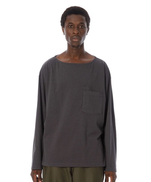Sandinista(サンディニスタ)の「Boat Neck L-S Pocket Tee / ボートネックポケット長袖Tシャツ(Tシャツ/カットソー・メンズ・ネイビー/チャコールグレー/ベージュ/オリーブ/ホワイト・SMALL/MEDIUM/LARGE)」の4枚目の写真