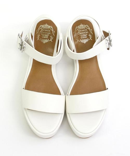 Boisson Chocolat（ボワソンショコラ）の「Tボワソンショコラ/B プラットフォームサンダル50（サンダル・レディース・オフホワイト/ネイビー/シルバー・38/36/37）」の4枚目の写真