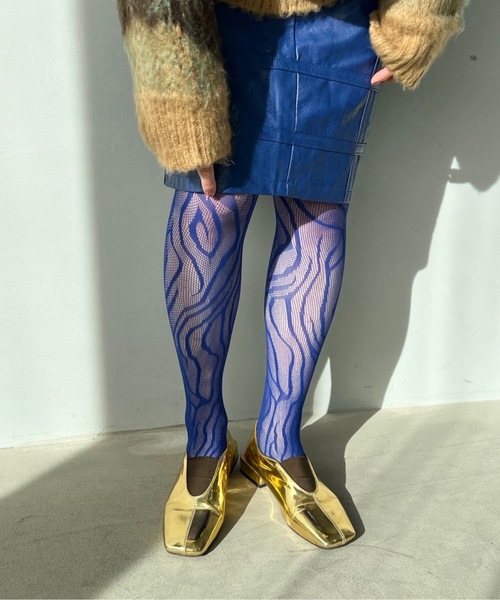 SANSeLF（サンセルフ）の「デザイン編みタイツ【SANSeLF】sana23s001（タイツ/ストッキング・レディース・パープル/ピンク/ブルー/ブラック・FREE）」の2枚目の写真