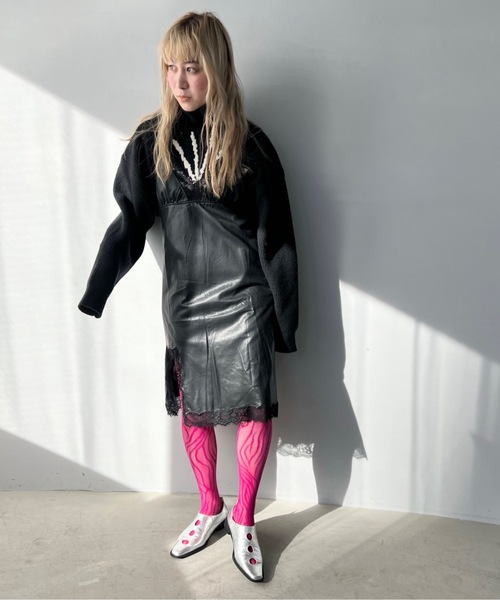 SANSeLF（サンセルフ）の「デザイン編みタイツ【SANSeLF】sana23s001（タイツ/ストッキング・レディース・パープル/ピンク/ブルー/ブラック・FREE）」の5枚目の写真