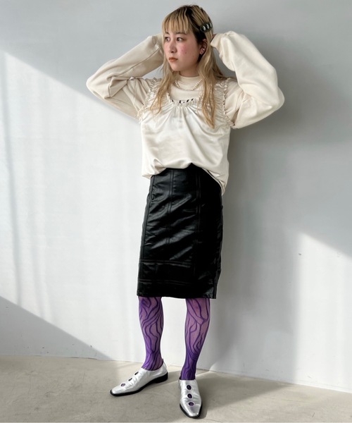 SANSeLF（サンセルフ）の「デザイン編みタイツ【SANSeLF】sana23s001（タイツ/ストッキング・レディース・パープル/ピンク/ブルー/ブラック・FREE）」の13枚目の写真