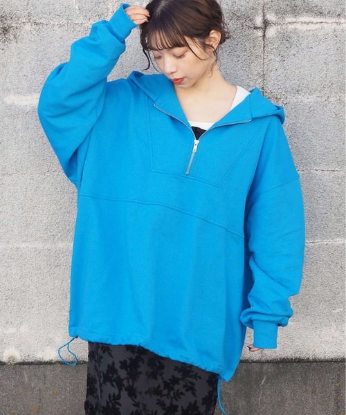 tiptop（ティップトップ）の「【選べる2デザイン】裏毛アノラックBIGパーカー（パーカー・レディース・アイボリー/ブラック/グレー/ブルー/グレー系その他/ブラック系その他/ホワイト系その他・FREE）」の7枚目の写真