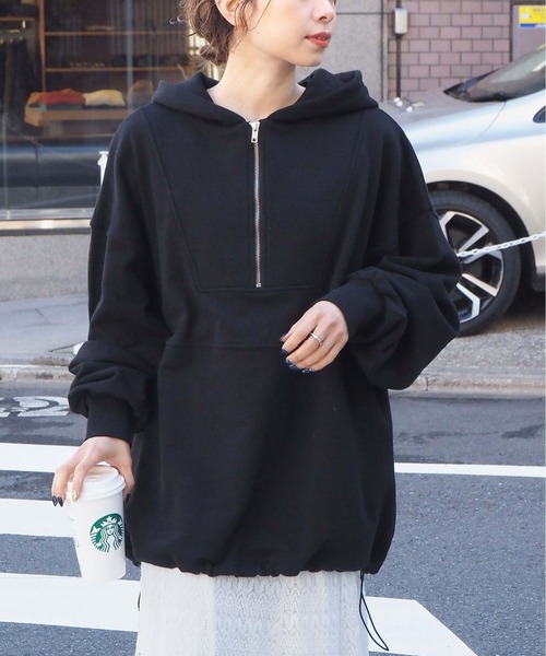 tiptop（ティップトップ）の「【選べる2デザイン】裏毛アノラックBIGパーカー（パーカー・レディース・アイボリー/ブラック/グレー/ブルー/グレー系その他/ブラック系その他/ホワイト系その他・FREE）」の14枚目の写真