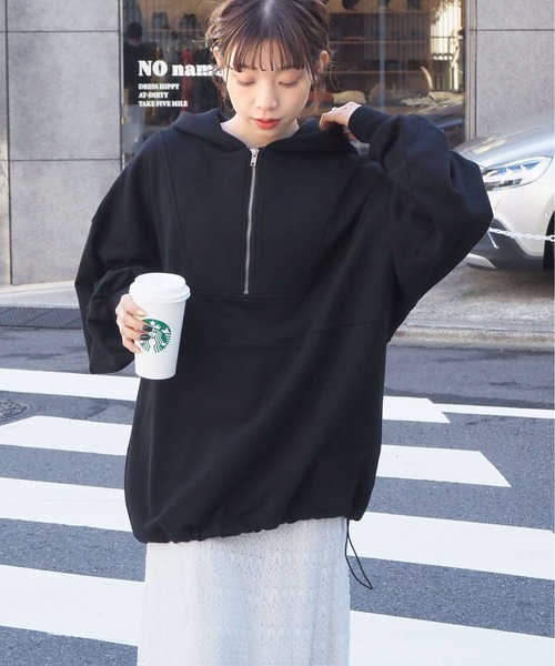 tiptop（ティップトップ）の「【選べる2デザイン】裏毛アノラックBIGパーカー（パーカー・レディース・アイボリー/ブラック/グレー/ブルー/グレー系その他/ブラック系その他/ホワイト系その他・FREE）」の16枚目の写真