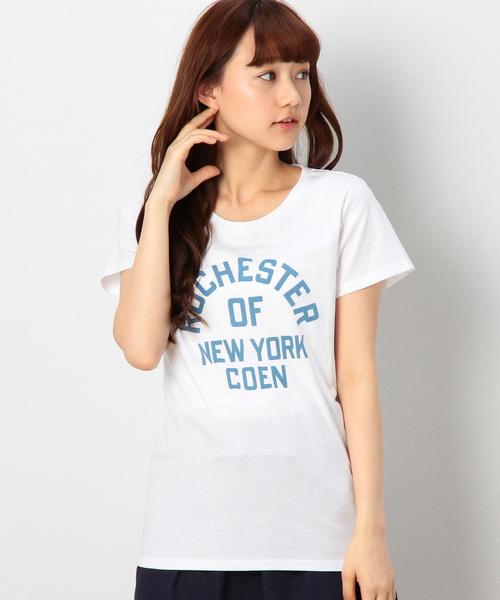 coen（コーエン）の「カレッジプリントＴシャツ（Tシャツ/カットソー・レディース・パープル/ホワイト/ブラック・MEDIUM/LARGE）」の2枚目の写真