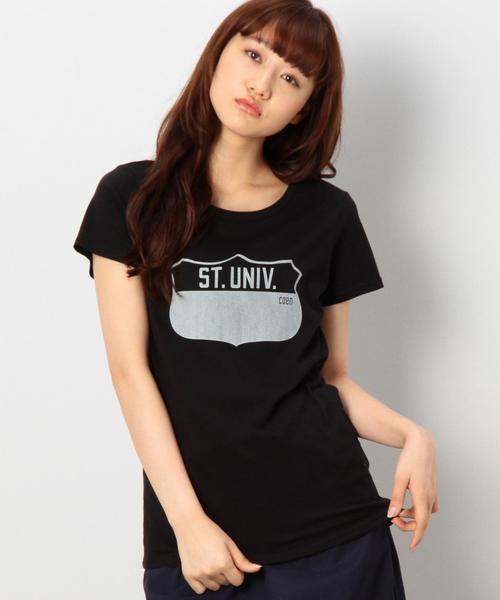 coen（コーエン）の「カレッジプリントＴシャツ（Tシャツ/カットソー・レディース・パープル/ホワイト/ブラック・MEDIUM/LARGE）」の3枚目の写真