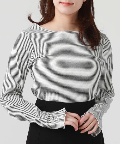 archives（アルシーヴ）の「フリルメローＴＯＰＳ（Tシャツ/カットソー・レディース・ネイビー/ピンク/ブラック/グレー・MEDIUM）」の2枚目の写真