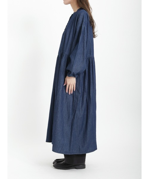 Samansa Mos2（サマンサ モスモス）の「デニムギャザーシャツワンピース（ワンピース・レディース・ネイビー・ﾌﾘ-）」の7枚目の写真