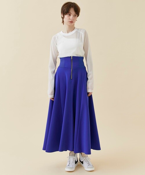 CITY TOKYO（シティトウキョウ）の「トリコットシフォンシアートップス（Tシャツ/カットソー・レディース・ホワイト/グリーン/ダークグレー/ブルー・FREE）」の7枚目の写真