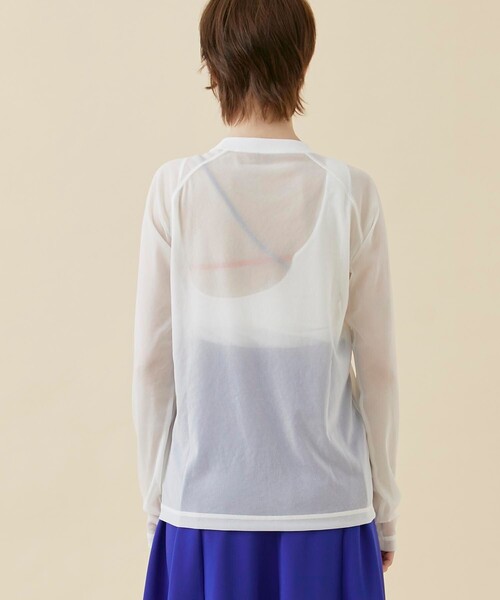 CITY TOKYO（シティトウキョウ）の「トリコットシフォンシアートップス（Tシャツ/カットソー・レディース・ホワイト/グリーン/ダークグレー/ブルー・FREE）」の10枚目の写真