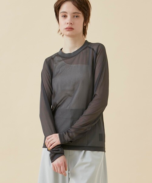 CITY TOKYO（シティトウキョウ）の「トリコットシフォンシアートップス（Tシャツ/カットソー・レディース・ホワイト/グリーン/ダークグレー/ブルー・FREE）」の14枚目の写真